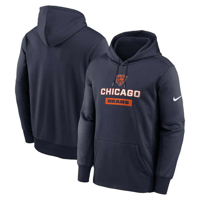 Men's Navy Chicago Bears Toss Sweep Performance Pullover Hoodie